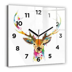 Sienas pulkstenis Krāsaina Brieža Galva, 30x30 cm cena un informācija | Pulksteņi | 220.lv