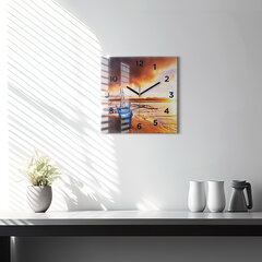 Sienas pulkstenis Laiva Un Saulriets, 30x30 cm cena un informācija | Pulksteņi | 220.lv