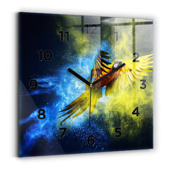 Sienas pulkstenis Krāsains Papagailis, 30x30 cm cena un informācija | Pulksteņi | 220.lv