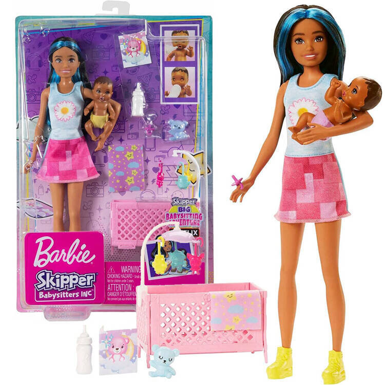 Lelle Barbie Skipper ar bērnu un piederumiem цена и информация | Rotaļlietas meitenēm | 220.lv