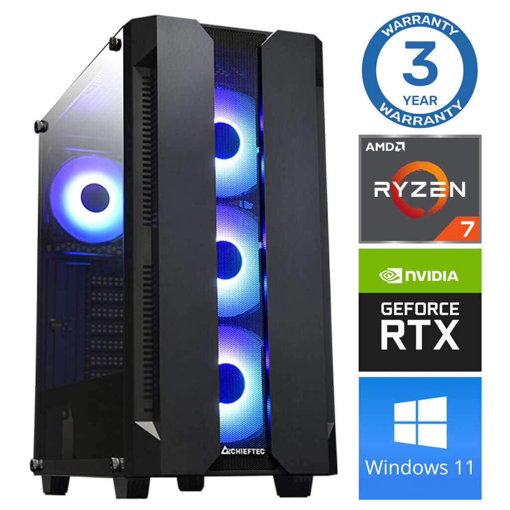 Intop Ryzen 7 5700X 16GB 500SSD M.2 NVME RTX3050 6GB WIN11Pro cena un informācija | Stacionārie datori | 220.lv