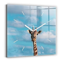 Sienas pulkstenis Žirafīna Galva Pret Debesīm, 30x30 cm cena un informācija | Pulksteņi | 220.lv