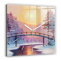 Sienas pulkstenis Ziemassvētku Eglīte Un Tilts, 30x30 cm cena un informācija | Pulksteņi | 220.lv