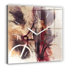 Sienas pulkstenis Sieviete Un Velosipēds, 30x30 cm cena un informācija | Pulksteņi | 220.lv