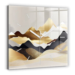 Sienas pulkstenis Zelta Kalnu Abstrakcija, 30x30 cm cena un informācija | Pulksteņi | 220.lv