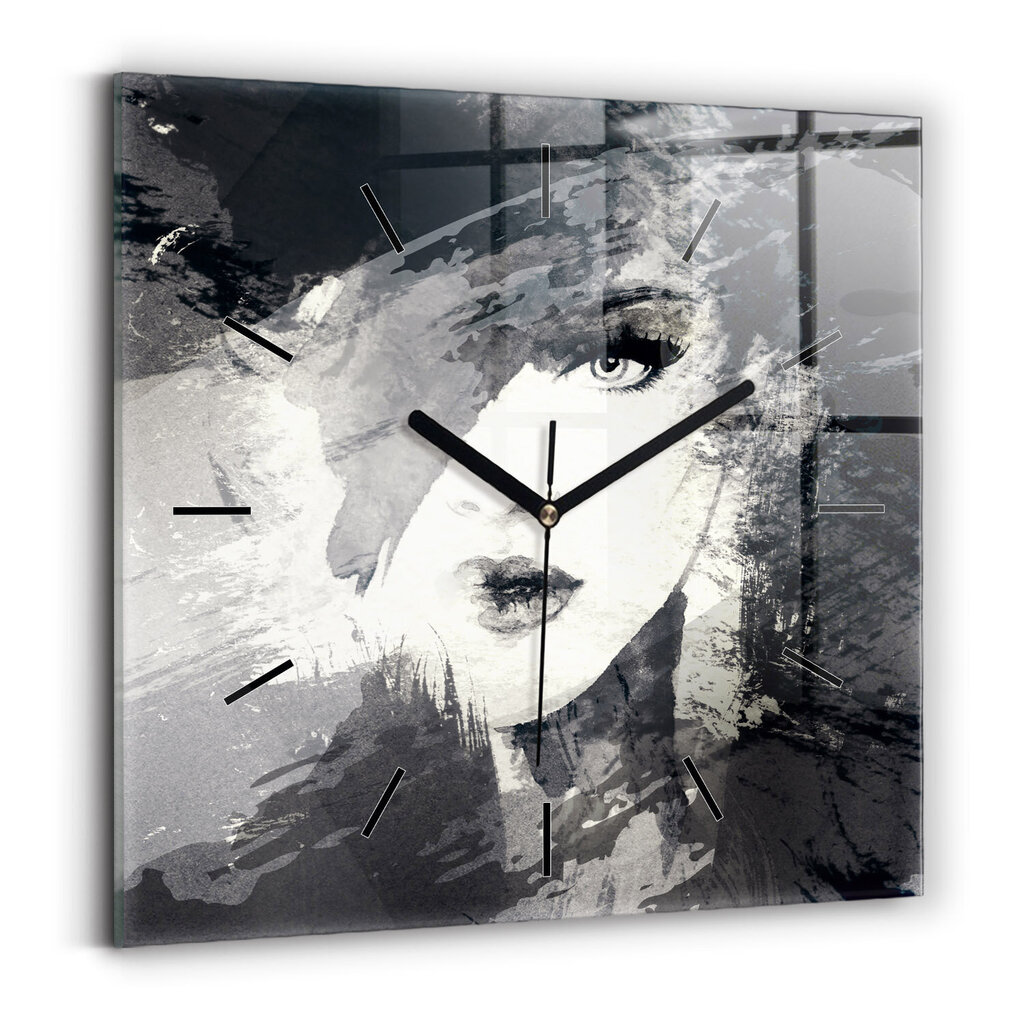Sienas pulkstenis Sieviete - Akvareļi, 30x30 cm cena un informācija | Pulksteņi | 220.lv