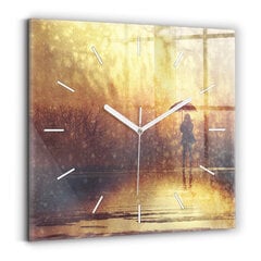 Sienas pulkstenis Sieviete Ar Lietussargu, 30x30 cm cena un informācija | Pulksteņi | 220.lv