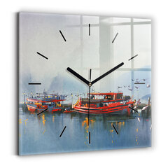 Sienas pulkstenis Zvejas Laiva Ostā, 30x30 cm cena un informācija | Pulksteņi | 220.lv