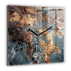 Sienas pulkstenis Zelta Marmora Abstrakcija, 30x30 cm цена и информация | Часы | 220.lv