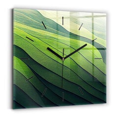 Sienas pulkstenis Zaļā Lauka Abstrakcija, 30x30 cm cena un informācija | Pulksteņi | 220.lv