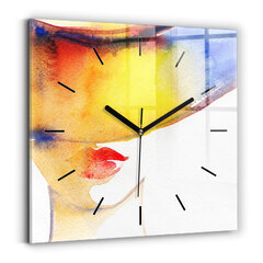Sienas pulkstenis Sieviete Cepurē, 30x30 cm cena un informācija | Pulksteņi | 220.lv