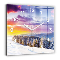 Sienas pulkstenis Ziemas Kalnu Ainava, 30x30 cm cena un informācija | Pulksteņi | 220.lv