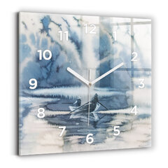 Sienas pulkstenis Ziemas Ezera Laiva, 30x30 cm cena un informācija | Pulksteņi | 220.lv