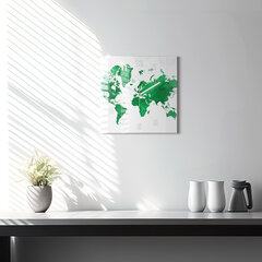 Sienas pulkstenis Zaļā Pasaules Karte, 30x30 cm цена и информация | Часы | 220.lv