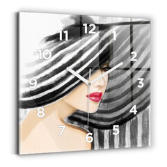 Sienas pulkstenis Sieviete Melnā Baltā Krāsā, 30x30 cm цена и информация | Часы | 220.lv