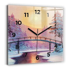 Sienas pulkstenis Ziemassvētku Eglīte Un Tilts, 30x30 cm cena un informācija | Pulksteņi | 220.lv