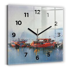 Sienas pulkstenis Zvejas Laiva Ostā, 30x30 cm cena un informācija | Pulksteņi | 220.lv