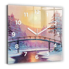 Sienas pulkstenis Ziemassvētku Eglīte Un Tilts, 30x30 cm цена и информация | Часы | 220.lv