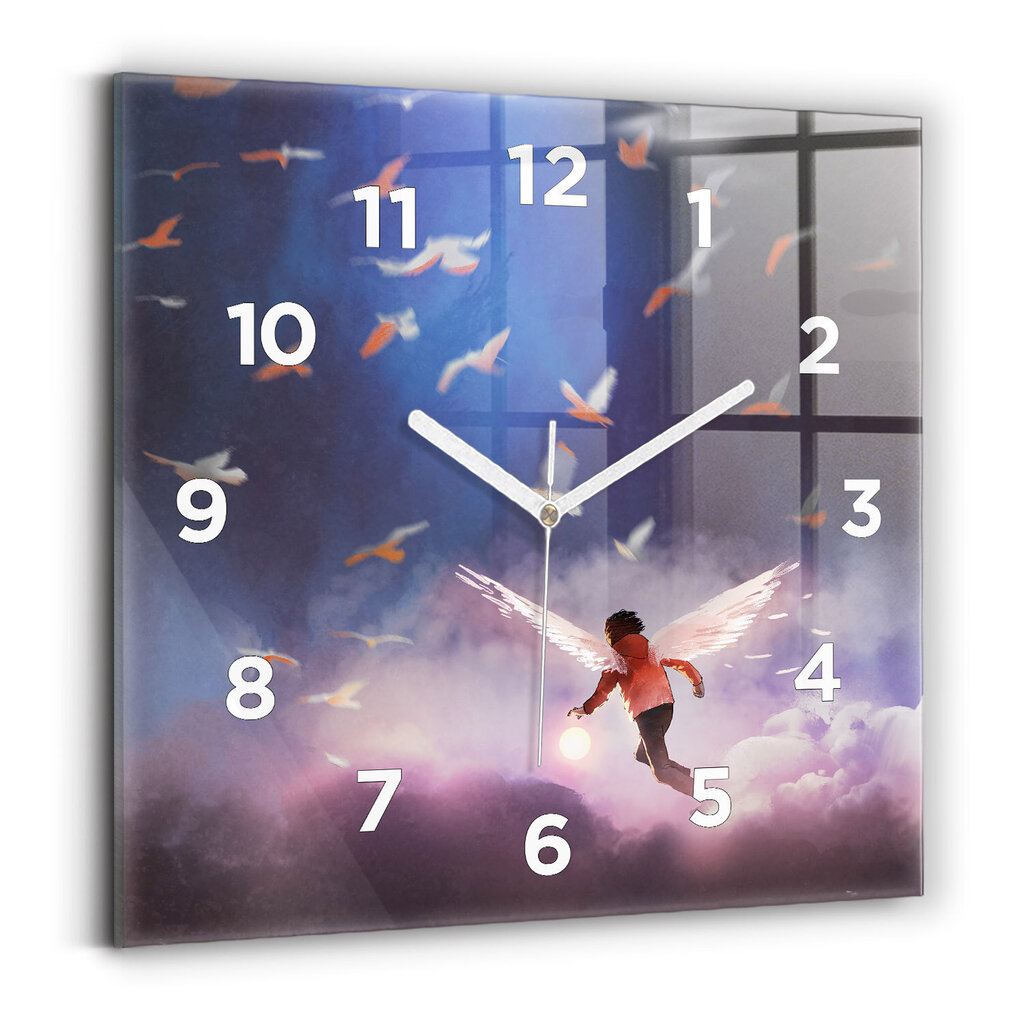 Sienas pulkstenis Zēns Ar Spārniem, 30x30 cm cena un informācija | Pulksteņi | 220.lv