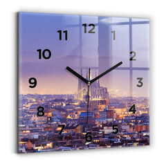 Sienas pulkstenis Skats Uz Barselonu, 30x30 cm cena un informācija | Pulksteņi | 220.lv