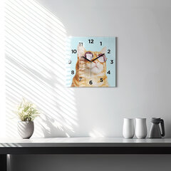 Sienas pulkstenis Smieklīgs Kaķis Ar Brillēm, 30x30 cm cena un informācija | Pulksteņi | 220.lv