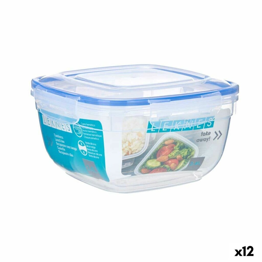 Hermētiska pusdienu kastīte kvadrāta 2,4 L 20 x 11 x 20 cm (12 gb.) cena un informācija | Trauki pārtikas uzglabāšanai | 220.lv