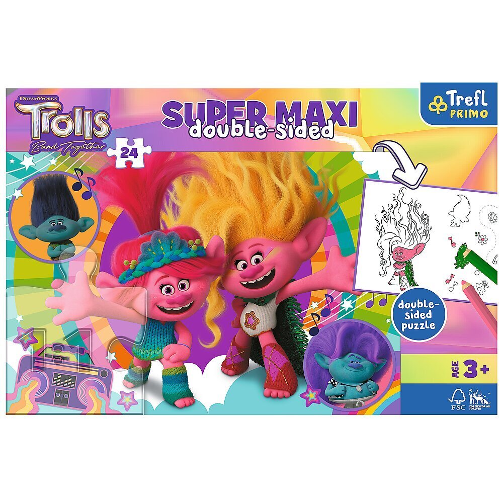 Puzle Trefl Trolls Super Maxi, 24 d. cena un informācija | Puzles, 3D puzles | 220.lv