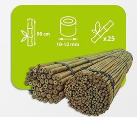 Bambusa nūjas, 90 cm x 10/12 mm, 25 gab. cena un informācija | Ziedu statīvi, puķu podu turētāji | 220.lv