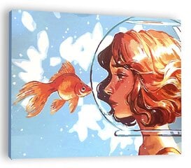 Картина по номерам Winder Arts "Девушка и рыбка", 40х50см цена и информация | Живопись по номерам | 220.lv