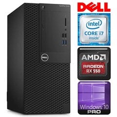 Dell 3050 Tower i7-7700 8GB 512SSD M.2 NVME RX550 4GB WIN10Pro cena un informācija | Stacionārie datori | 220.lv