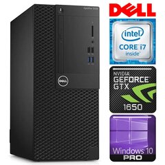 Dell 3050 Tower i7-7700 8GB 256SSD M.2 NVME+1TB GTX1650 4GB WIN10Pro cena un informācija | Stacionārie datori | 220.lv