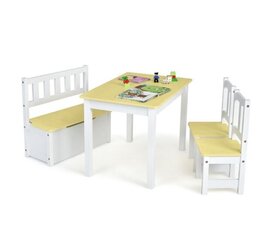 Bērnu 4-daļīgs galdu un krēslu komplekts Costway, balts cena un informācija | Bērnu krēsliņi un bērnu galdiņi | 220.lv