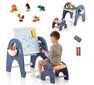Bērnu zīmēšanas galds ar krēslu un molbertu Costway, zils cena un informācija | Bērnu krēsliņi un bērnu galdiņi | 220.lv