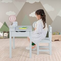 Bērnu aktivitāšu galds ar krēslu Costway, pelēks cena un informācija | Bērnu krēsliņi un bērnu galdiņi | 220.lv