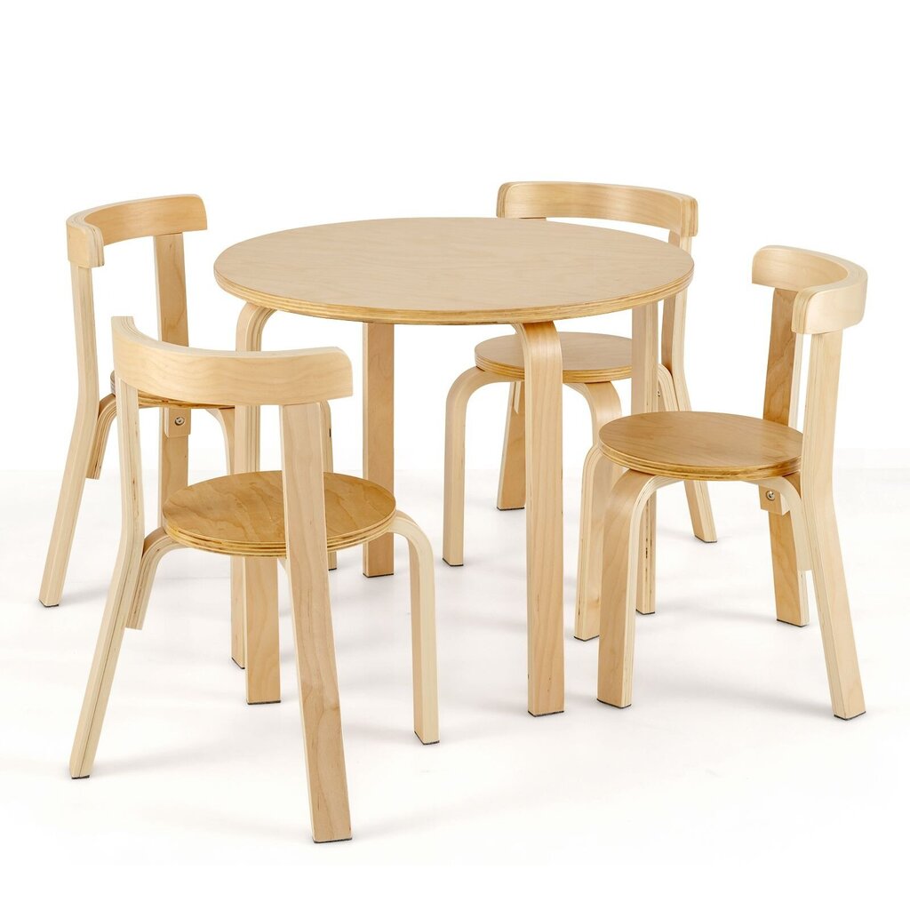 Bērnu koka galds ar krēsliem Costway, brūns цена и информация | Bērnu krēsliņi un bērnu galdiņi | 220.lv