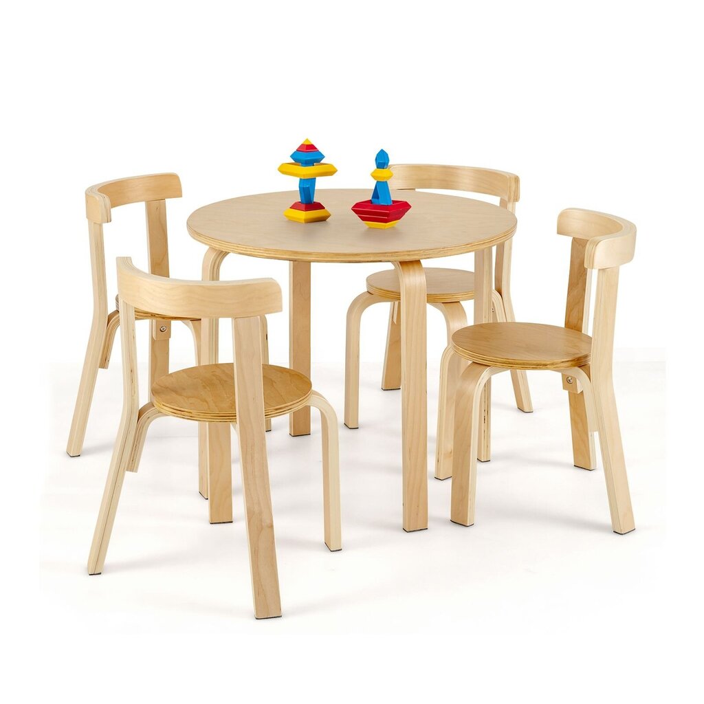 Bērnu koka galds ar krēsliem Costway, brūns cena un informācija | Bērnu krēsliņi un bērnu galdiņi | 220.lv