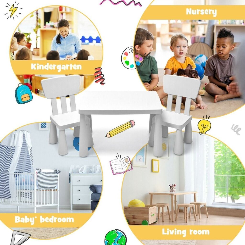 Bērnu galdu un krēslu komplekts Costway, balts cena un informācija | Bērnu krēsliņi un bērnu galdiņi | 220.lv