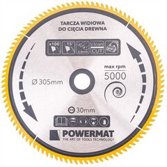 Koka griešanas disks Powermat TDD-305x30x100Z, 305x30x3 mm cena un informācija | Slīpmašīnas | 220.lv