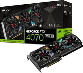 PNY GeForce RTX 4070 Super XLR8 Gaming Verto Epic-X RGB Overclocked Triple Fan (VCG4070S12TFXXPB1-O) cena un informācija | Videokartes (GPU) | 220.lv