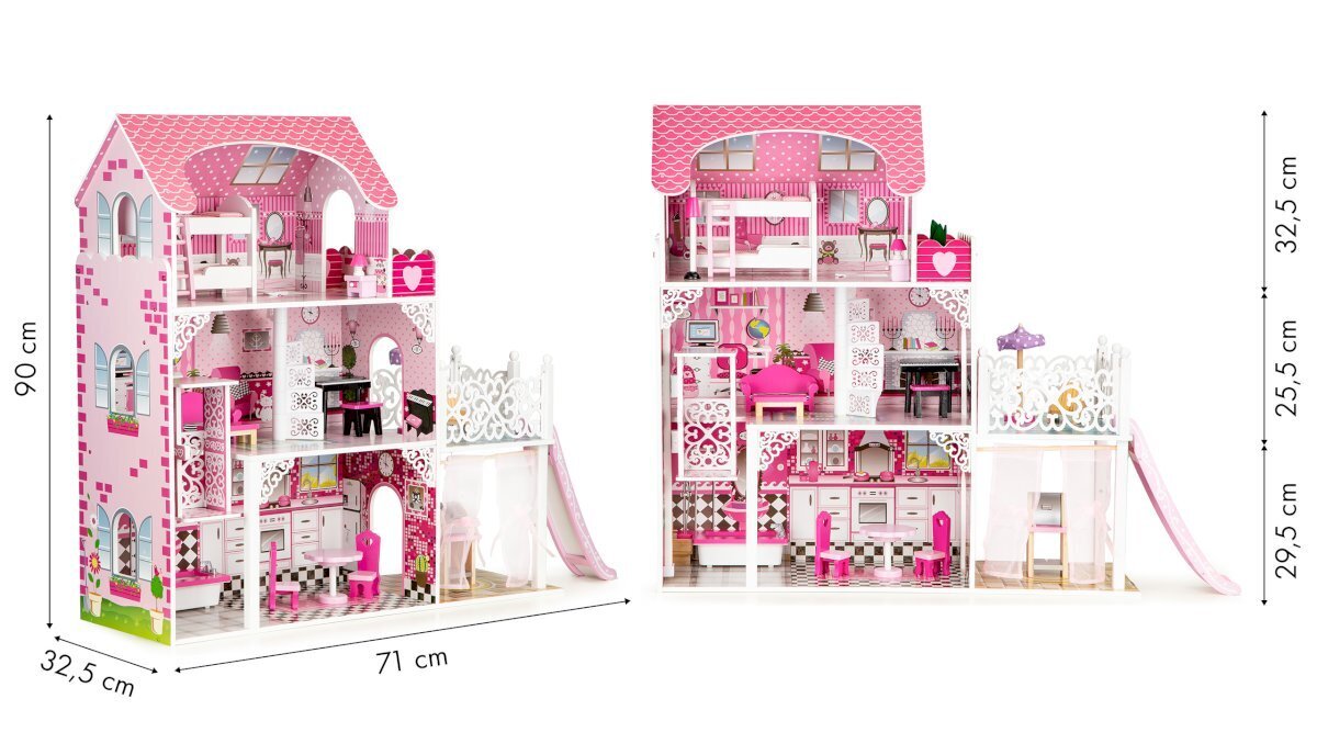 Leļļu māja Ecotoys XXL, rozā цена и информация | Rotaļlietas meitenēm | 220.lv
