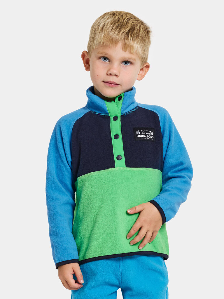 Didriksons bērnu vilnas džemperi MONTE HALF BUTTON 3, zaļš-zils цена и информация | Zēnu jakas, džemperi, žaketes, vestes | 220.lv