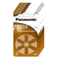 Батарейки для слуховых аппаратов Panasonic 312 (PR41) 5х6 шт., 30 шт. цена и информация | Батарейки | 220.lv