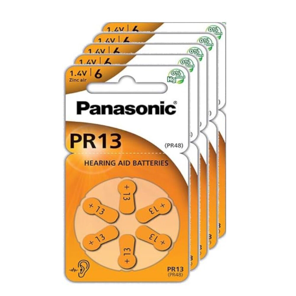 Panasonic 13 PR48 dzirdes aparātu baterijas, 5x6 gab. cena un informācija | Baterijas | 220.lv