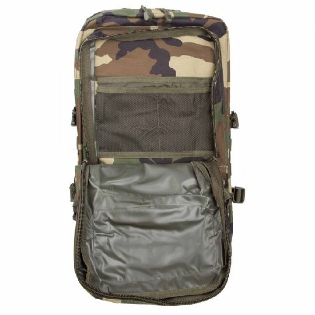 Mugursoma Mil-Tec US Assault Pack LG Woodland, 36 L, zaļa/brūna цена и информация | Sporta somas un mugursomas | 220.lv