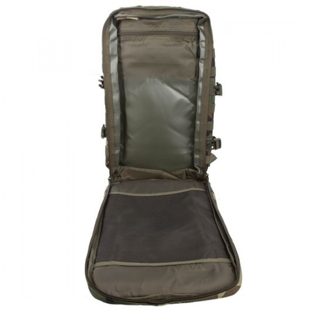 Mugursoma Mil-Tec US Assault Pack LG Woodland, 36 L, zaļa/brūna цена и информация | Sporta somas un mugursomas | 220.lv
