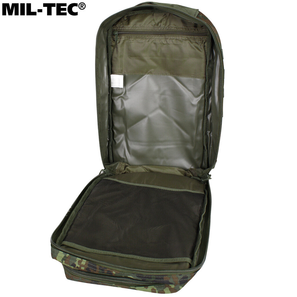 Militārā mugursoma Mil-Tec Assault Pack LG Bw-Tarn Flecktarn, 36 L, zaļa/brūna cena un informācija | Pārgājienu un ceļojumu mugursomas | 220.lv