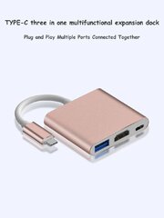 Кабель переходник Type-C-HDMI/Type-C/USB 3.0, Electronics LV-372, 1 шт цена и информация | Адаптеры и USB разветвители | 220.lv