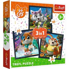 Puzle 3in1 44 Cats Trefl, 106 d. cena un informācija | Puzles, 3D puzles | 220.lv