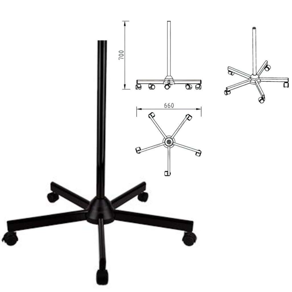 LED lampa 58cm ar statīvu BLACK (kosmetologiem, pedikīram) cena un informācija | Mēbeles skaistumkopšanas saloniem | 220.lv