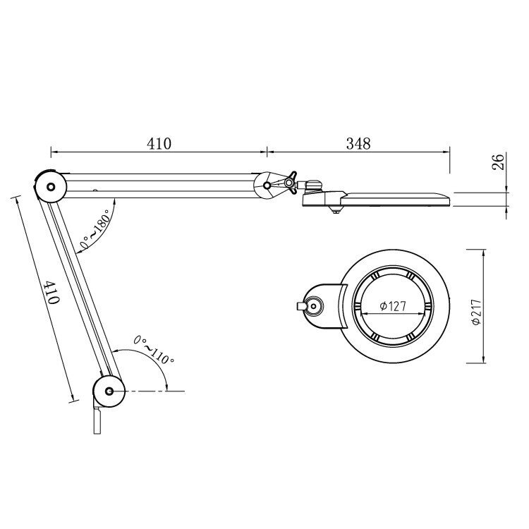 Lampa lupa LED, 3 dioptrijas AF-10031 cena un informācija | Galda lampas | 220.lv